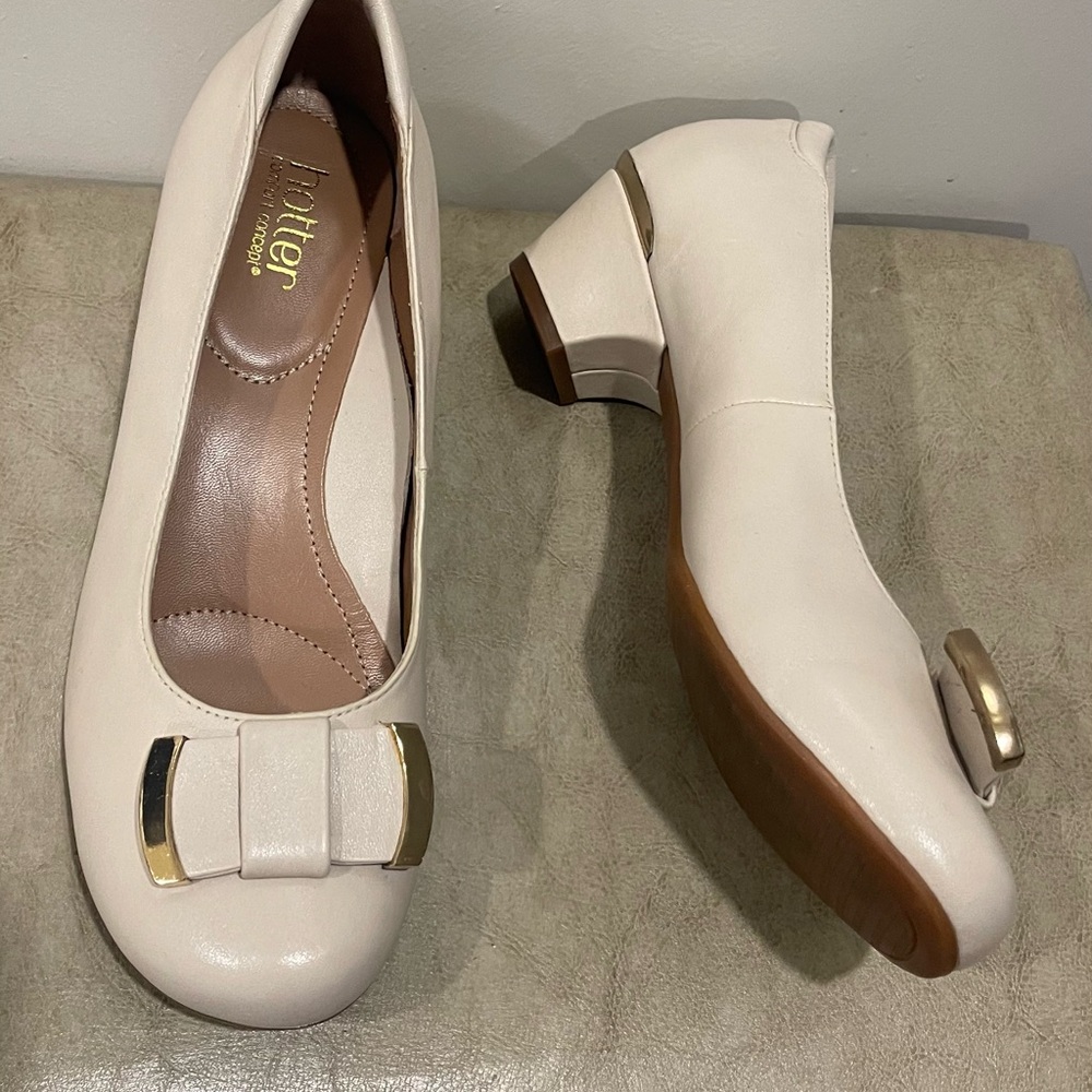 Hotter Women's Cream Bow Block Heels